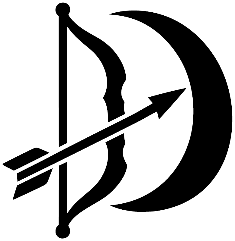 Bow and crescent emblem vinyl decal, black and white