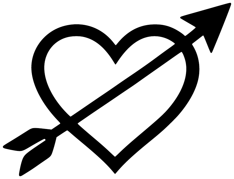 Black arrow-heart vinyl decal graphic
