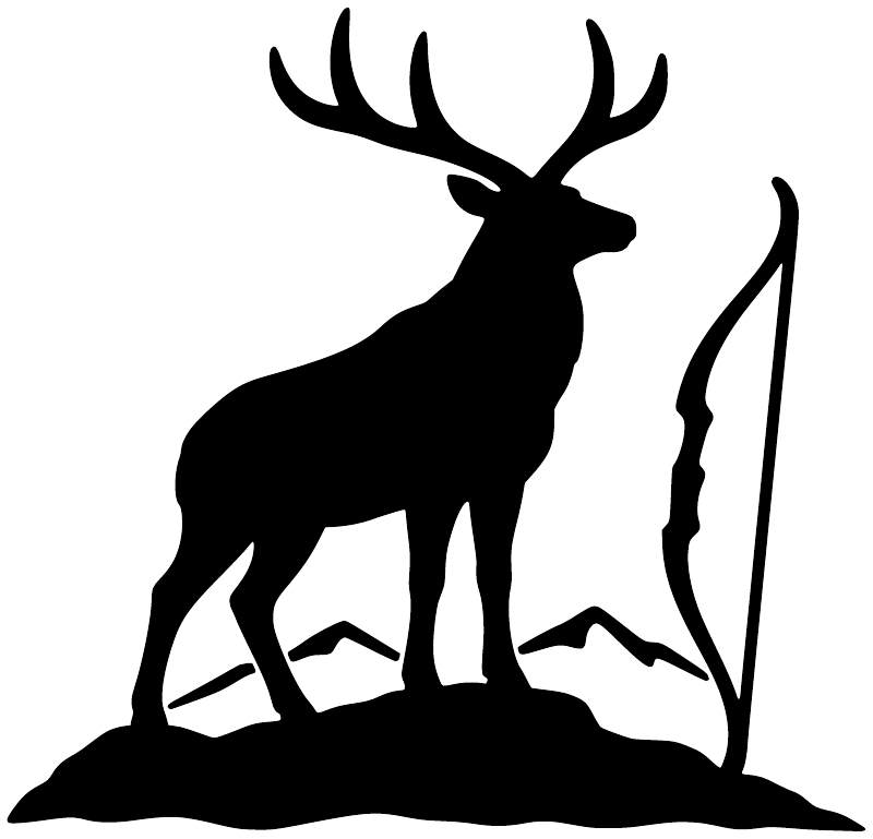 Black elk silhouette vinyl decal with antlers and arched banner