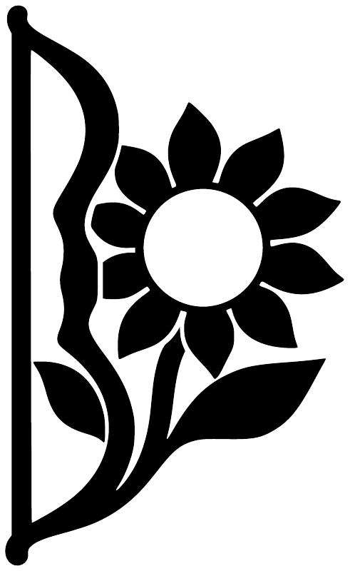 Black sunflower crest vinyl decal with leaf and flower emblem
