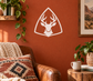 Vinyl decal featuring a white arrowhead stag crest emblem