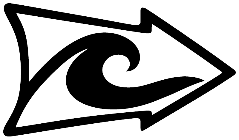 Black ocean-wave arrow vinyl decal on white background