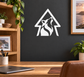 Wolf watch vinyl decal: triangular warning sign with black wolf head