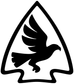 Hawk flight vinyl decal logo, black hawk silhouette in a white triangle