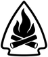 Black campfire triangle flame logo decal with crossed logs