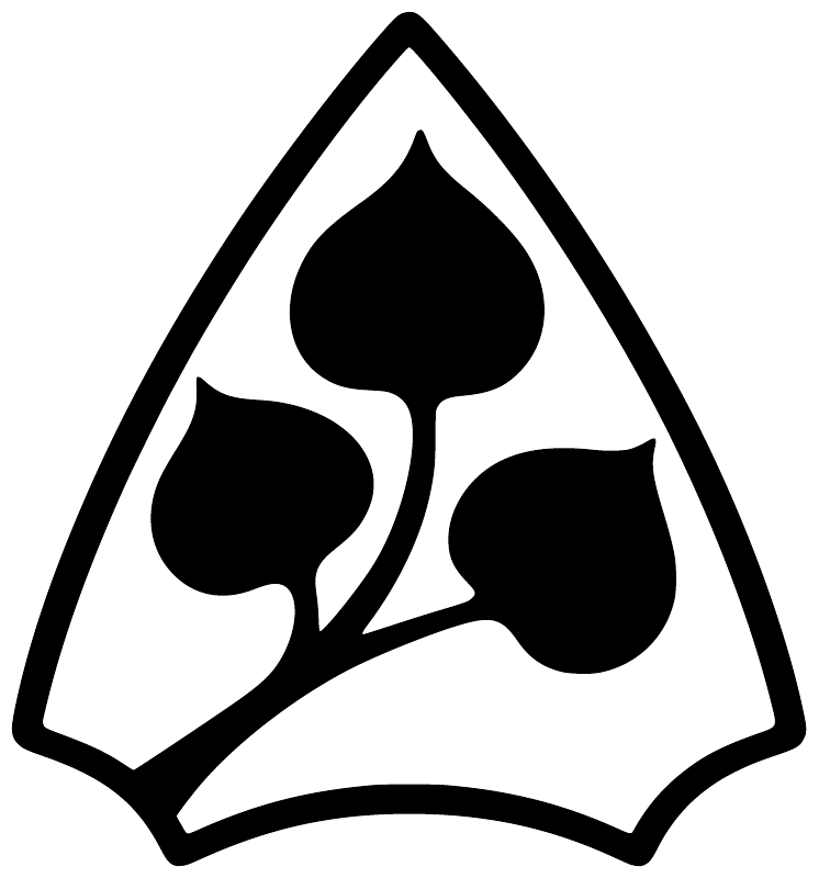 Aspen leaves arrowhead vinyl decal close-up, black leaf shapes on white background