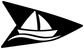Vinyl decal sailboat icon with black border and white waves