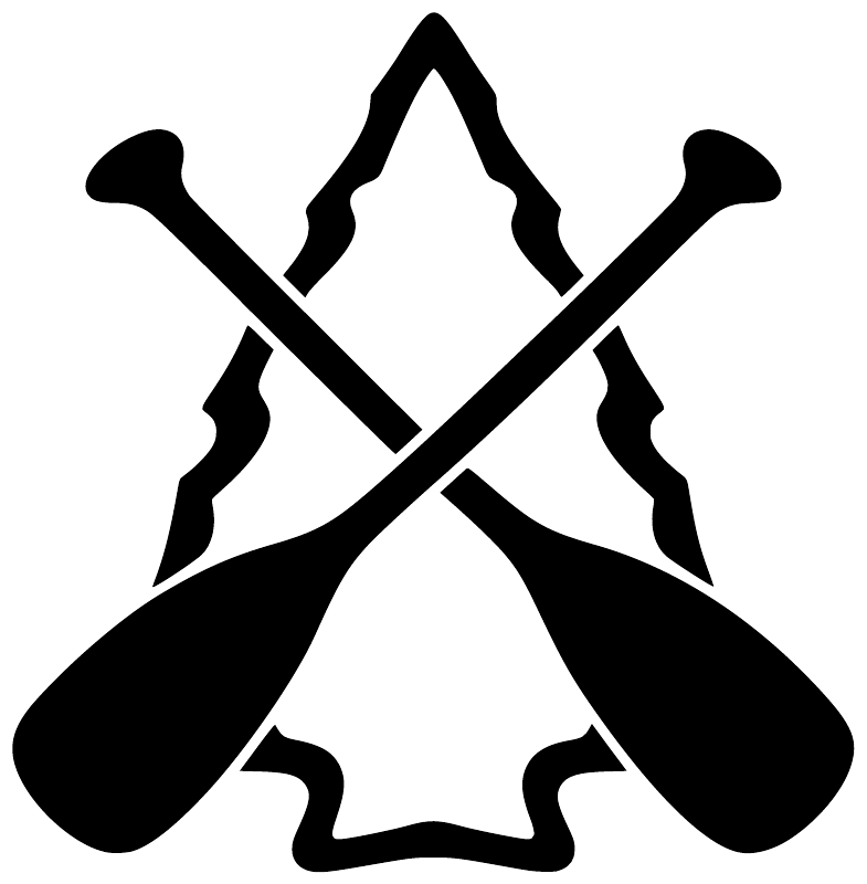 Black and white crossed paddles arrowhead logo vinyl decal