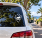 Elk arrowhead vinyl decal in white outline on dark car window