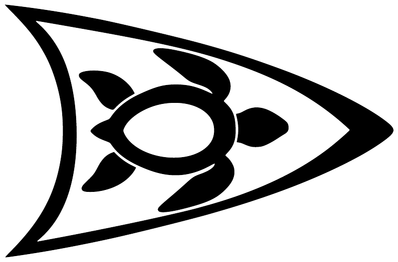 Black arrowhead turtle vinyl decal with oval eye detail