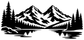 Black and white alpine twin peaks horizon vinyl decal with pine forest and mirrored lake