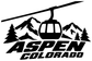 Aspen Colorado gondola wordmark vinyl decal with helicopter-like icon and mountains