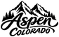 Aspen Colorado vinyl decal closeup with black mountain logo and script lettering