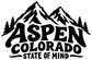 Black and white Aspen Colorado State of Mind vinyl decal with mountain and tree outlines