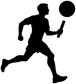 Athletics relay runner vinyl decal silhouette holding a baton with a circular shape