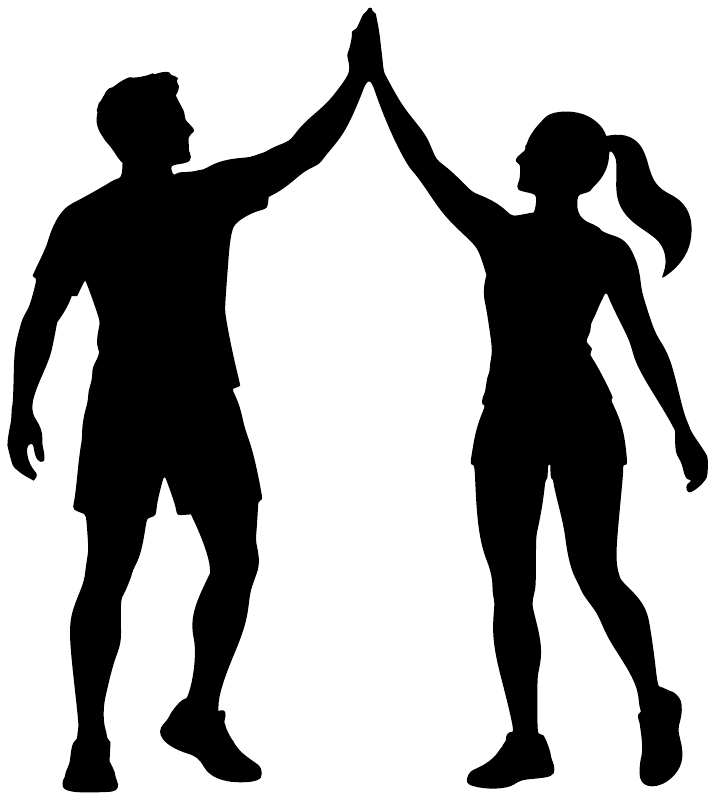 Athletics track day partners vinyl decal: black runner and athlete silhouettes on white