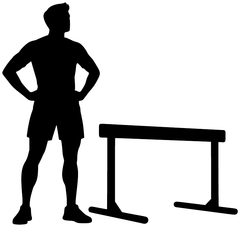 Black athlete silhouette beside hurdle vinyl decal