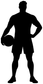 Athlete silhouette vinyl decal holding discus, black figure with white background