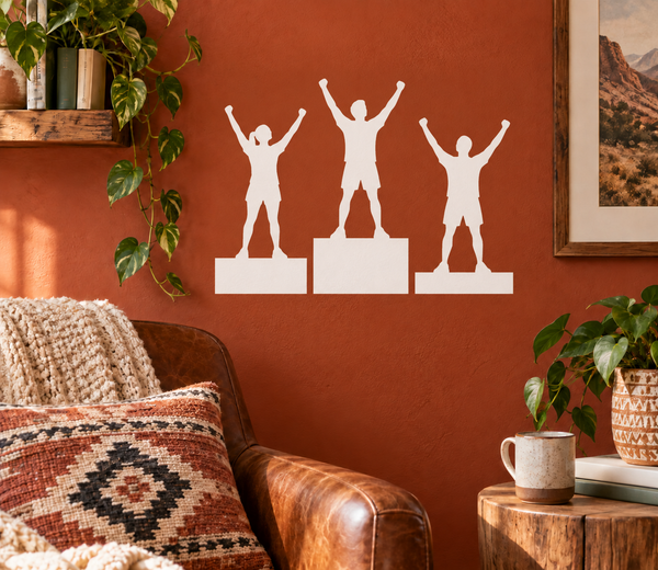 Athletics podium friends vinyl decal set with white silhouette athletes on podiums