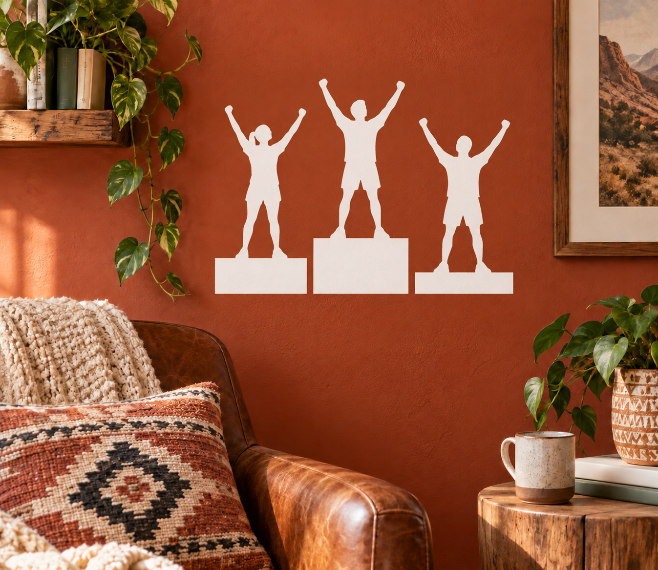 Athletics podium friends vinyl decal set with white silhouette athletes on podiums