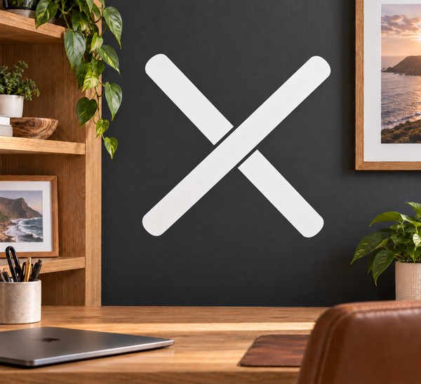 Crossed baton pair vinyl decal, white