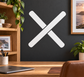 Crossed baton pair vinyl decal, white