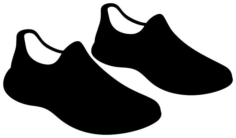 Pair of black athletics track shoe vinyl decals, two shoe silhouettes