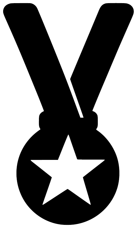 Medal vinyl decal close-up: bold black medal with white star