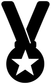 Medal vinyl decal close-up: bold black medal with white star