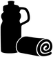 Athletics track water break vinyl decal, black water jug and rolled towel silhouette