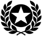 Laurel medal vinyl decal: black emblem with white star inside wreath