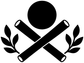 Vinyl decal close-up: crossed bats, circular emblem, and laurel leaf accents
