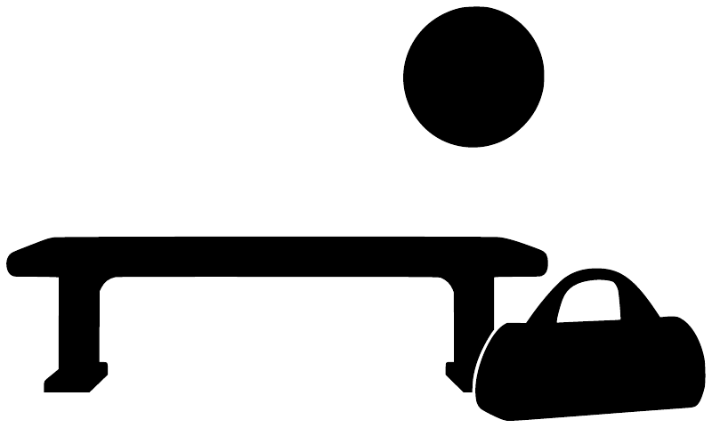 Vinyl decal silhouette: sun circle over bench with car icon