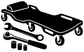 Black mechanic tool graphic decal with wrench, sockets, and jack