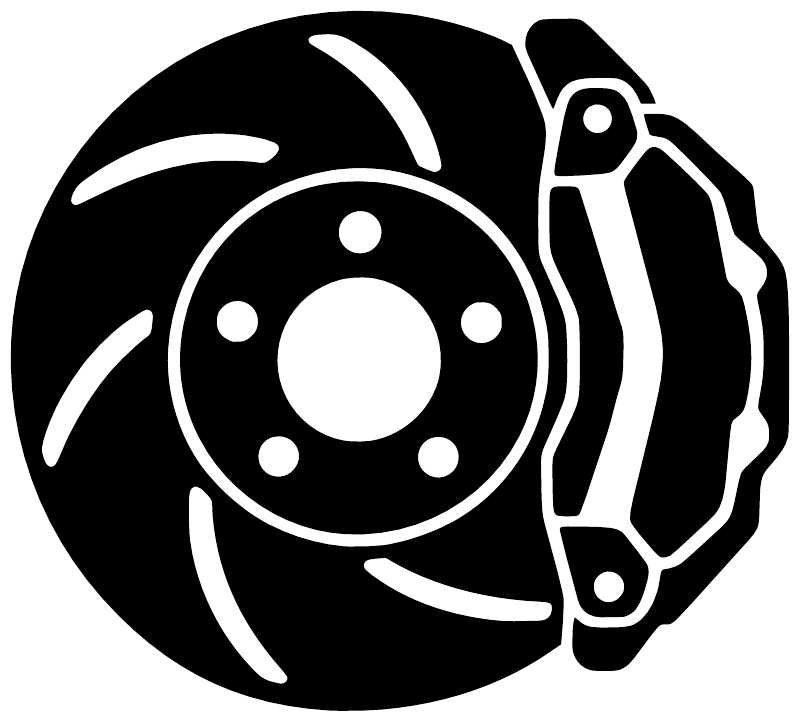 Brake rotor and caliper decal, black with white outline