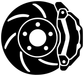 Brake rotor and caliper decal, black with white outline