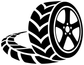 Black tire and wheel vinyl decal with checkered tread