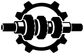 Black gear emblem wall decal with cylinder bar motif