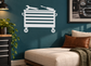 White tool chest wall decal with horizontal lines and four caster wheels