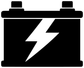 Black battery decal close-up with white lightning bolt and top mounting tabs