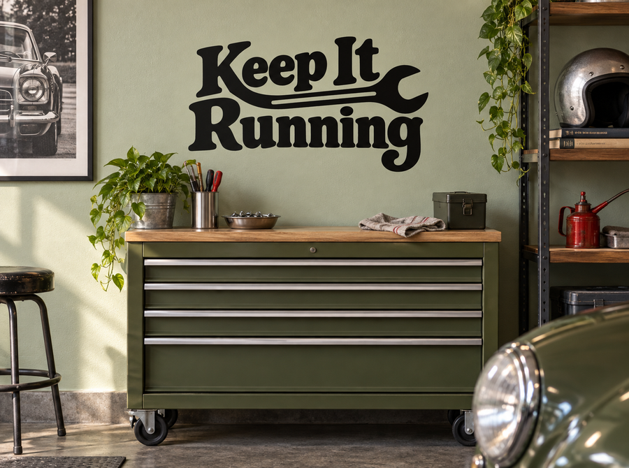 Keep It Running wall decal in black script text