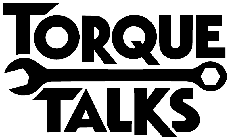TORQUE TALKS logo vinyl decal in black text and stylized wrench graphic