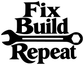 Black "Fix Build Repeat" logo with wrench icon