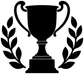 Black trophy cup vinyl decal with laurel wreath and leaf accents