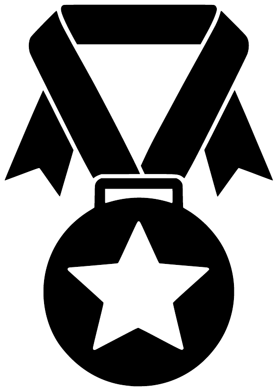 Star medal vinyl decal with black ribbon and five-point star