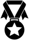 Star medal vinyl decal with black ribbon and five-point star