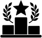 Black podium award decal with star and laurel wreath, bold block podium shapes