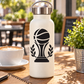 Basketball trophy vinyl decal for bottle, black logo on white bottle