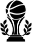 Black basketball trophy vinyl decal with laurel leaves, bold high-contrast design