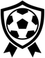Black-and-white soccer shield vinyl decal with soccer ball and banner